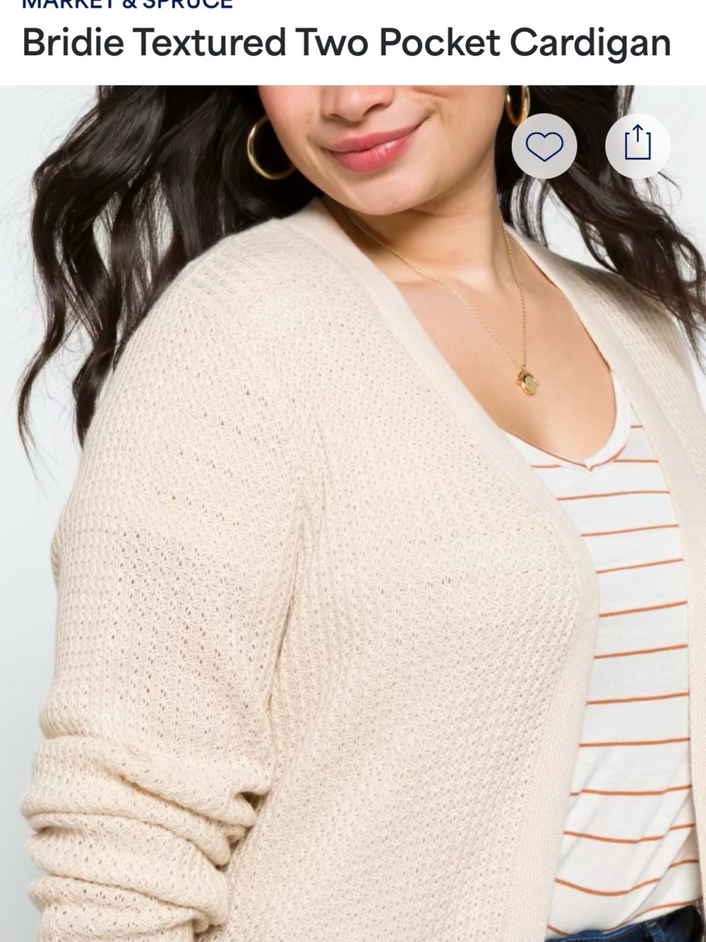 Market & Spruce Birdie Textured Two Pocket Cardigan Cream 2X Stitch Fix